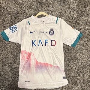 Ronaldo, #7, White and Teal Graphic Jersey